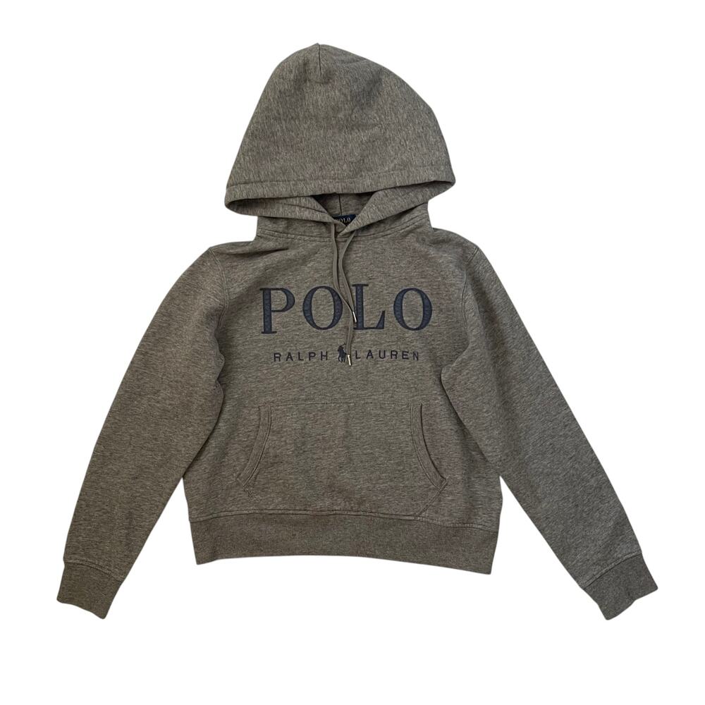 Polo Ralph Lauren Boy's Hoodie - Spell Out Logo - Embroidered - Gray - Size L